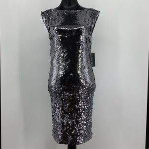 Alice & Olivia Dress NWT Sequin Shift Silver Size S